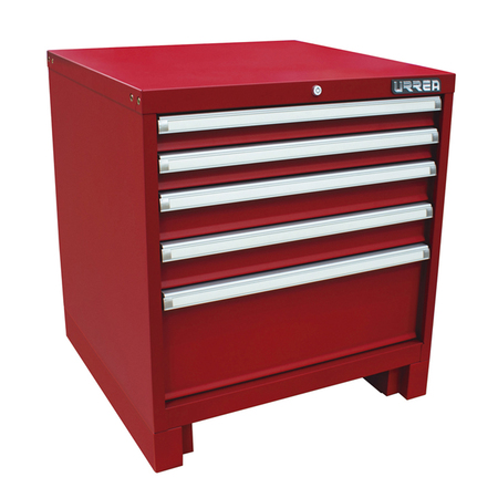 URREA X-Series Tool Cabinet, 5 Drawer, Red, Steel, 28 in W x 27 in D x 28 in H X28F5